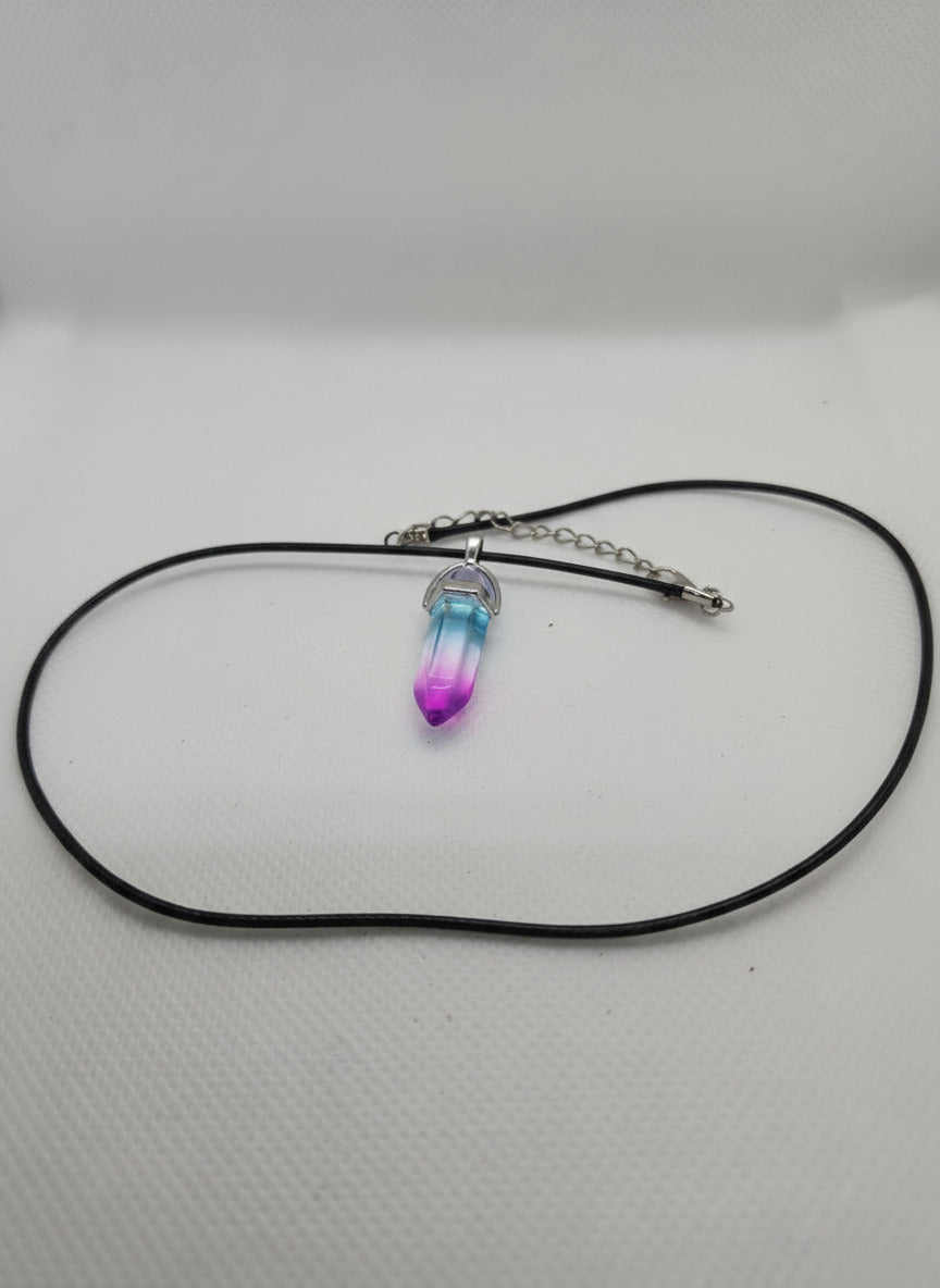 Hexagonal Qartz necklace on rope handmade on of the kind image 2