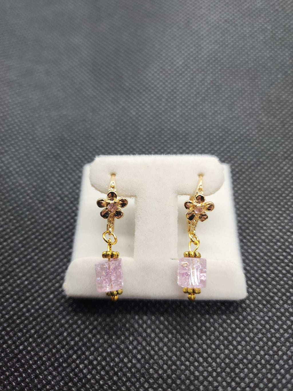 Handmade goldplated errings crystal with cubic zirconia .One of the kind image 2