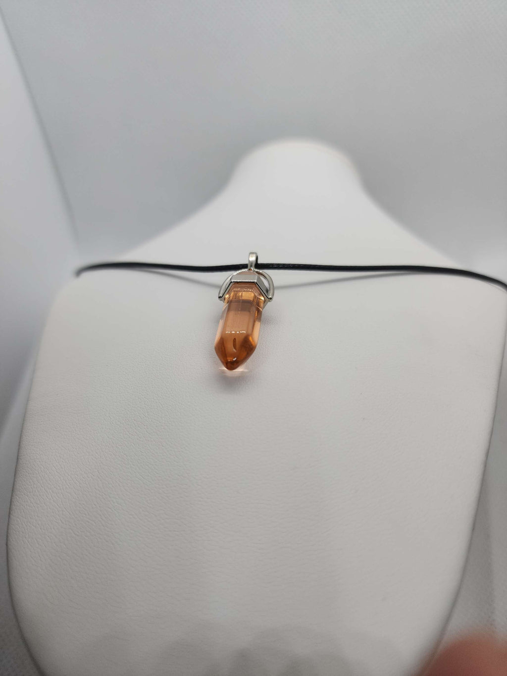 Hexagonal Qartz necklace on rope handmade on of the kind image 1