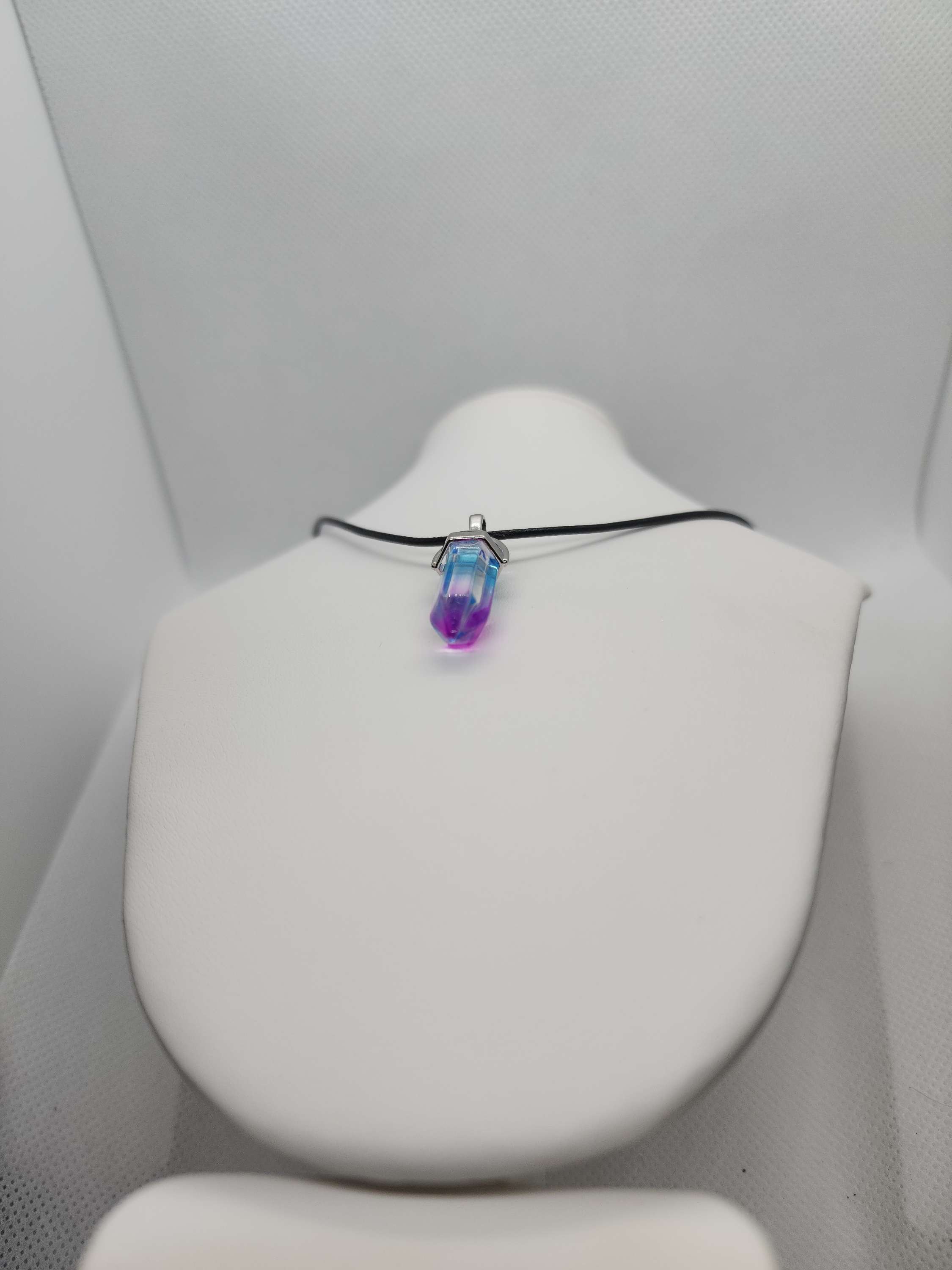 Hexagonal Qartz necklace on rope handmade on of the kind image 1