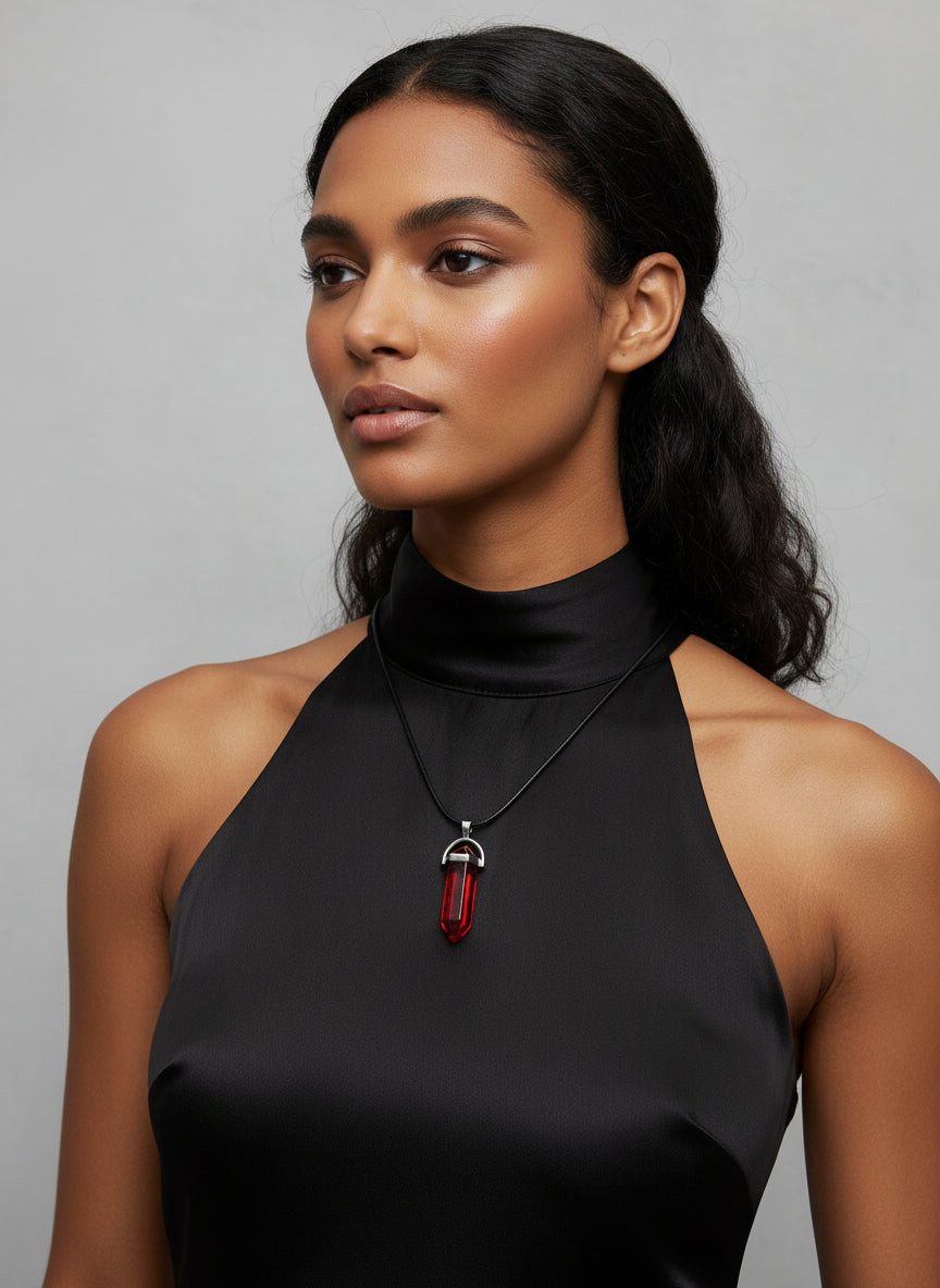 Hexagonal Qartz necklace on leather rope handmade one of the kind  image 1