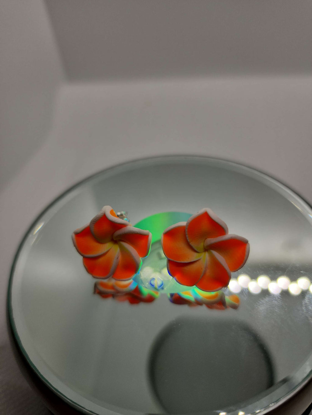 Flower shaped  errings  home one of the kind  image 3