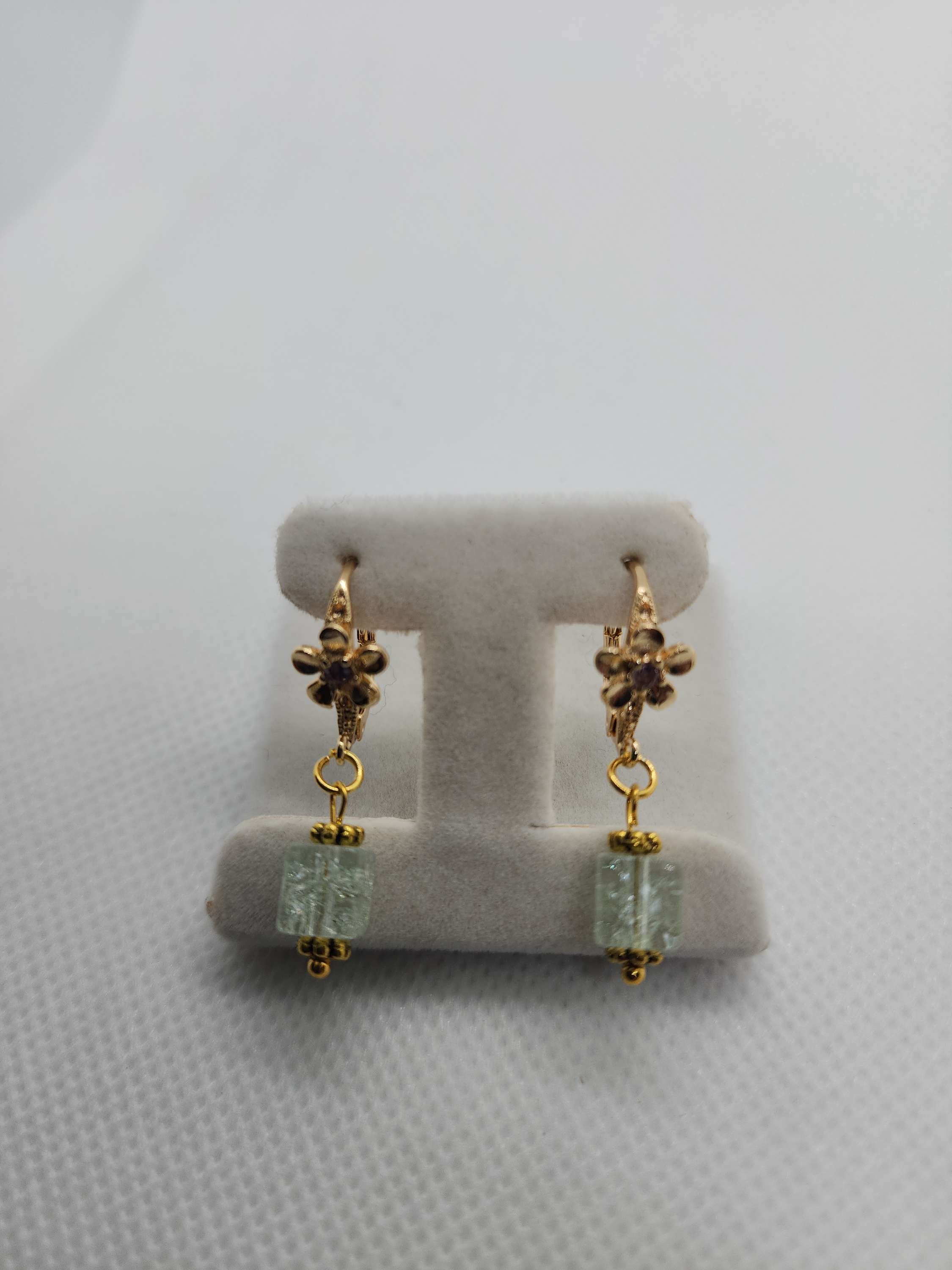 Handmade goldplated errings crystal with cubic zirconia .One of the kind image 0