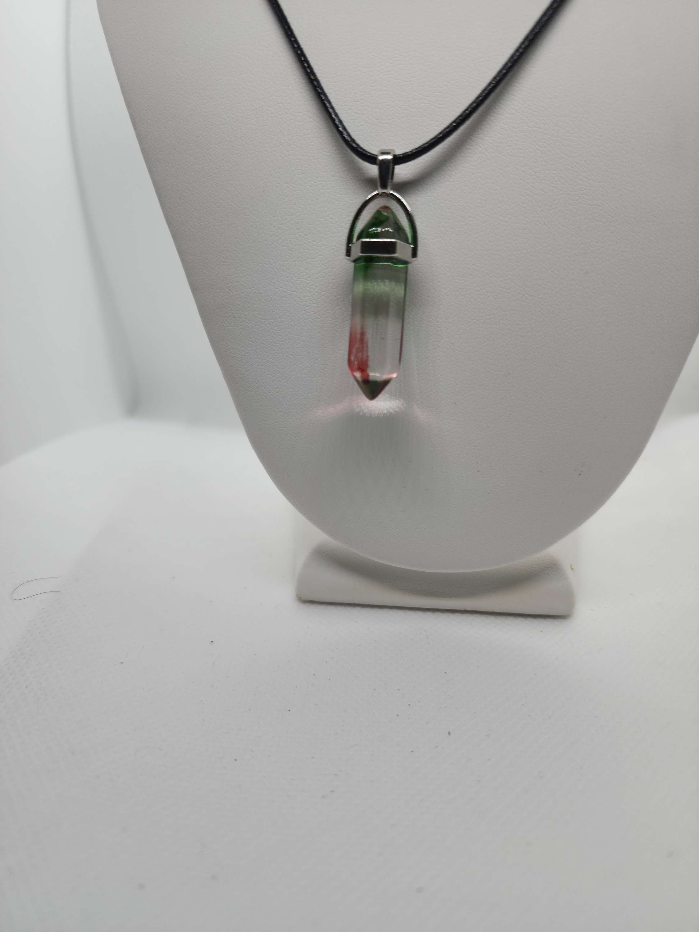 Hexagonal Qartz necklace on rope handmade on of the kind image 0