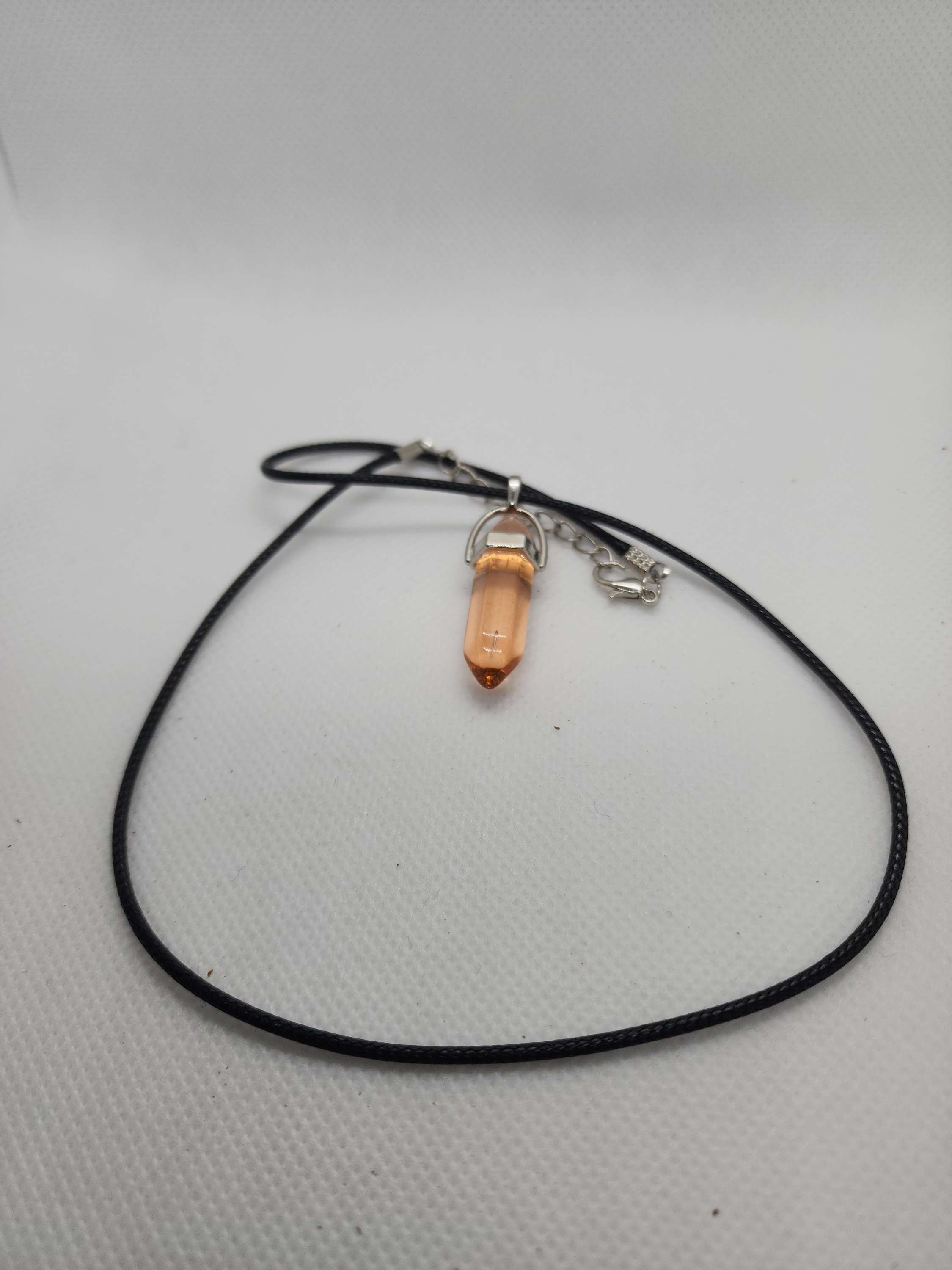 Hexagonal Qartz necklace on rope handmade on of the kind image 2