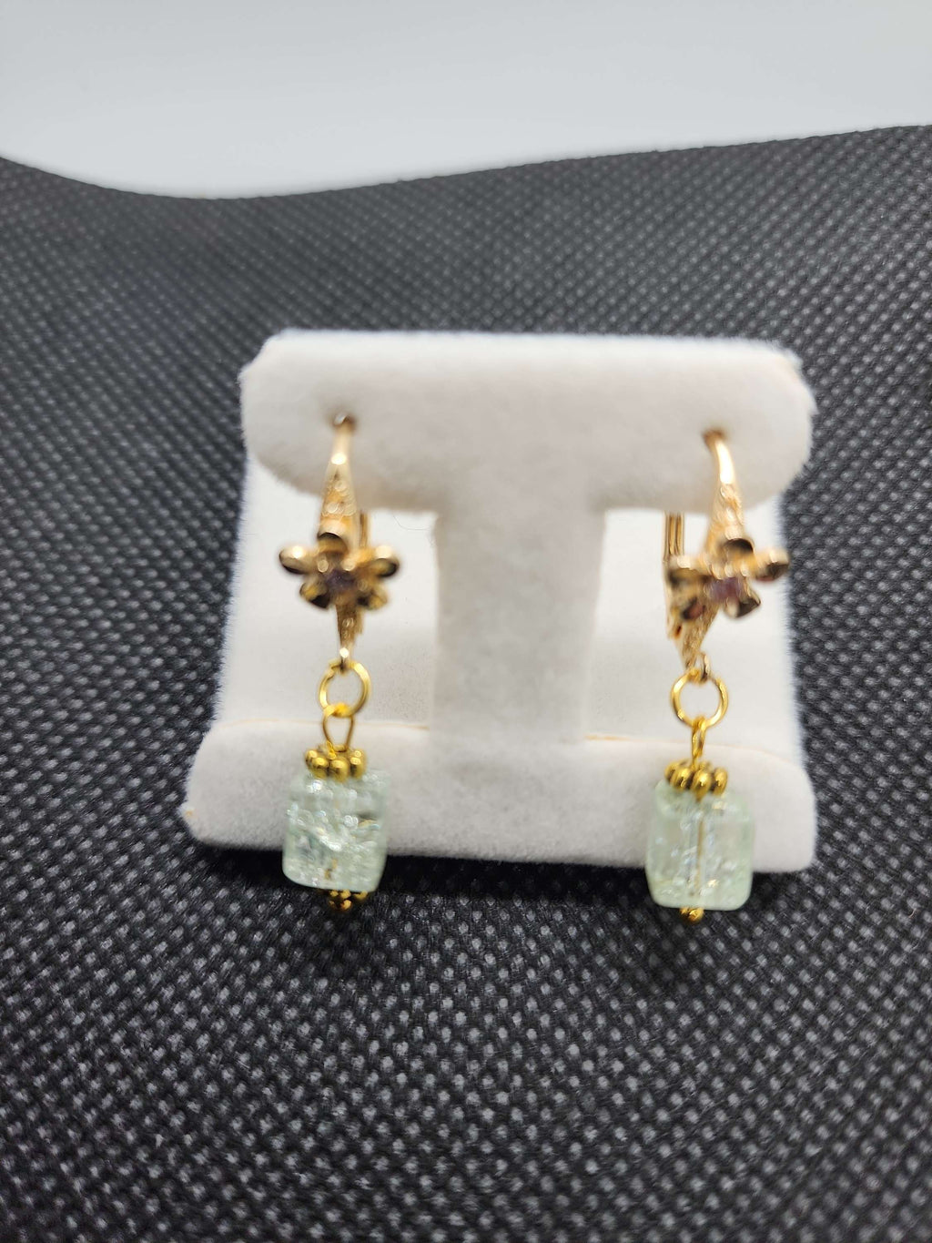 Handmade goldplated errings crystal with cubic zirconia .One of the kind image 2