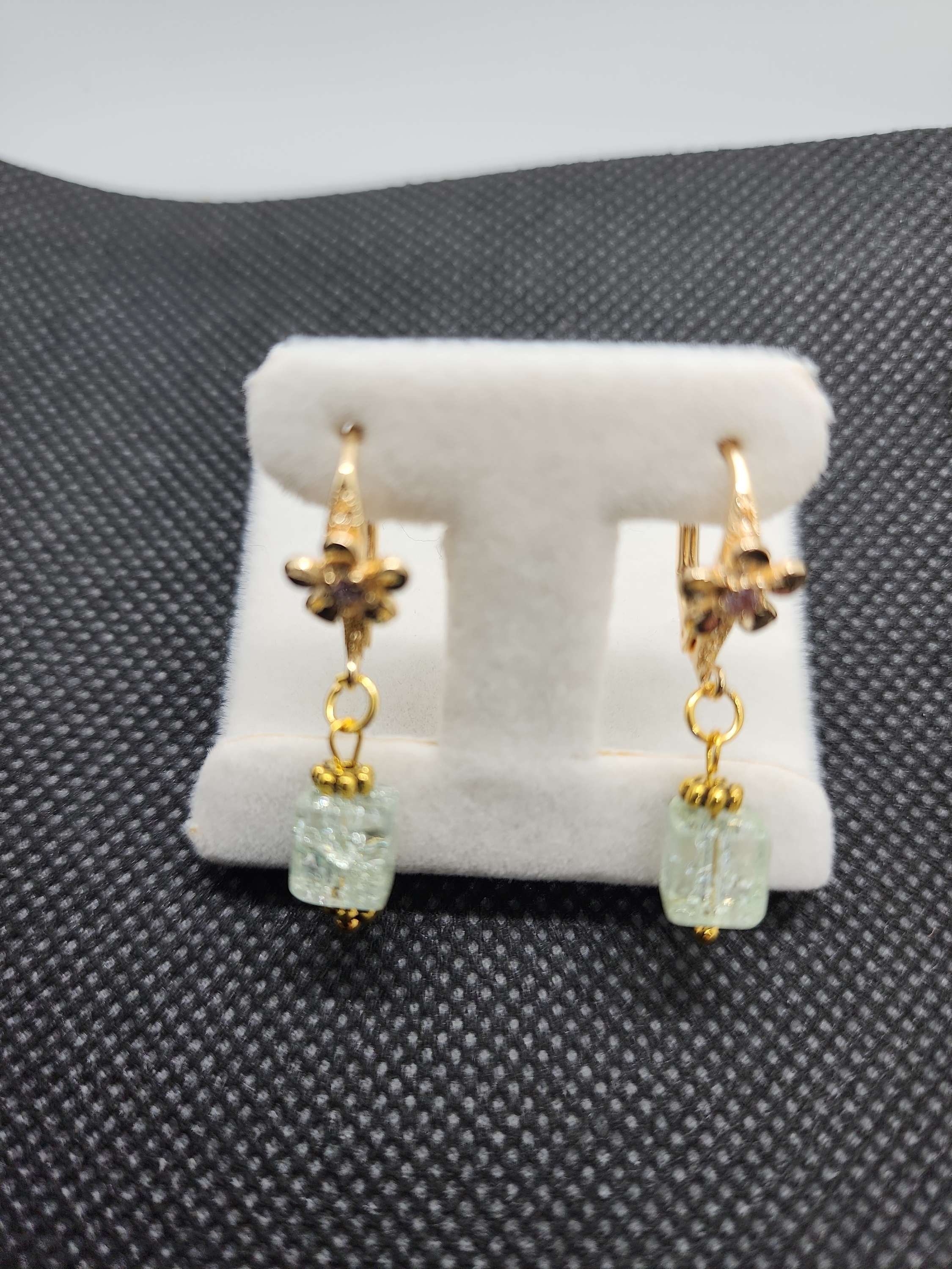 Handmade goldplated errings crystal with cubic zirconia .One of the kind image 2