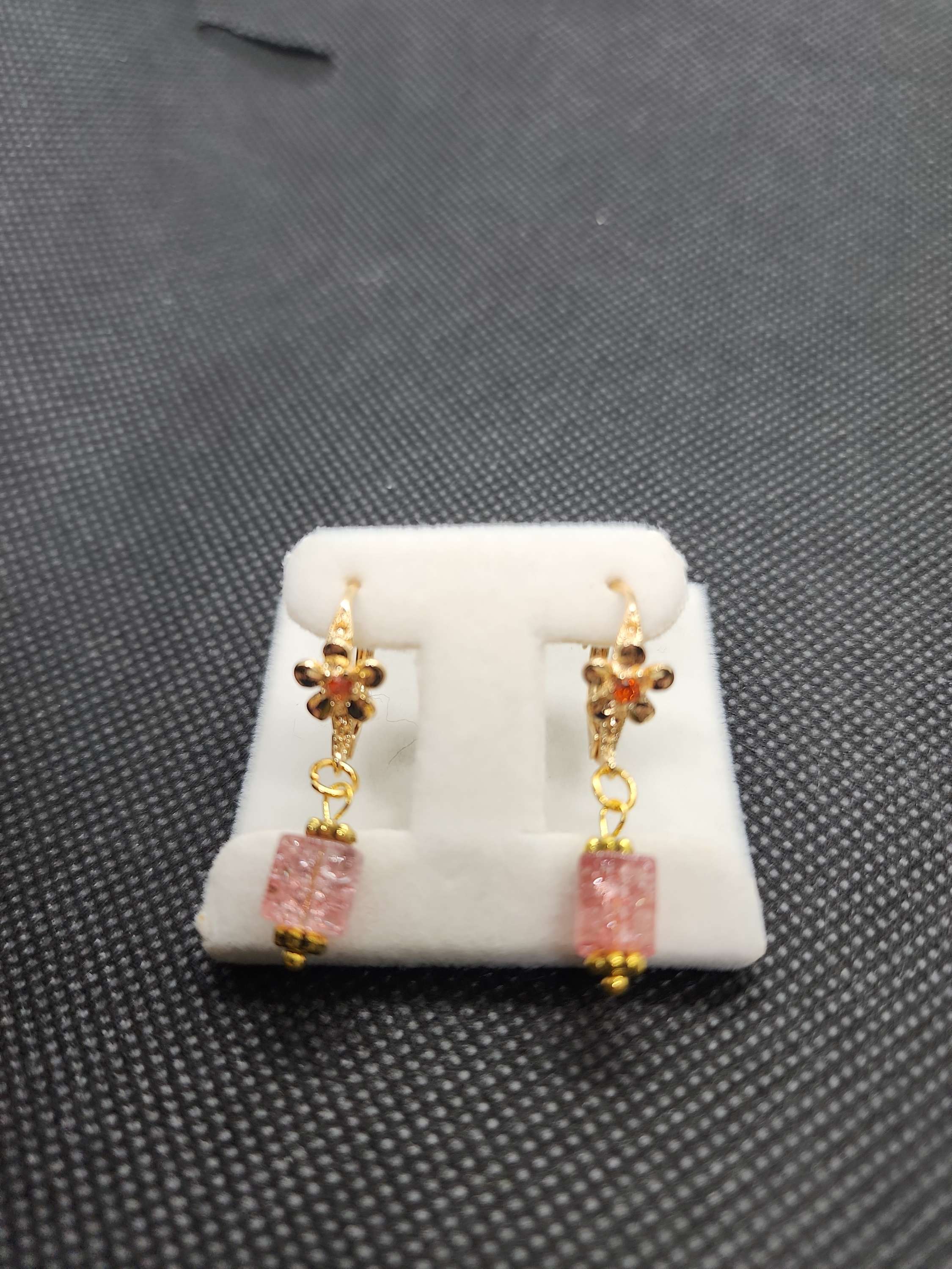 Handmade goldplated errings crystal with cubic zirconia .One of the kind image 2