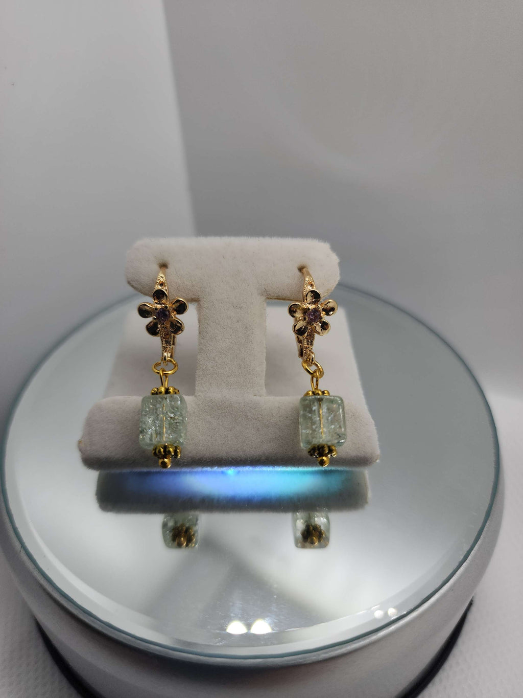 Handmade goldplated errings crystal with cubic zirconia .One of the kind image 1