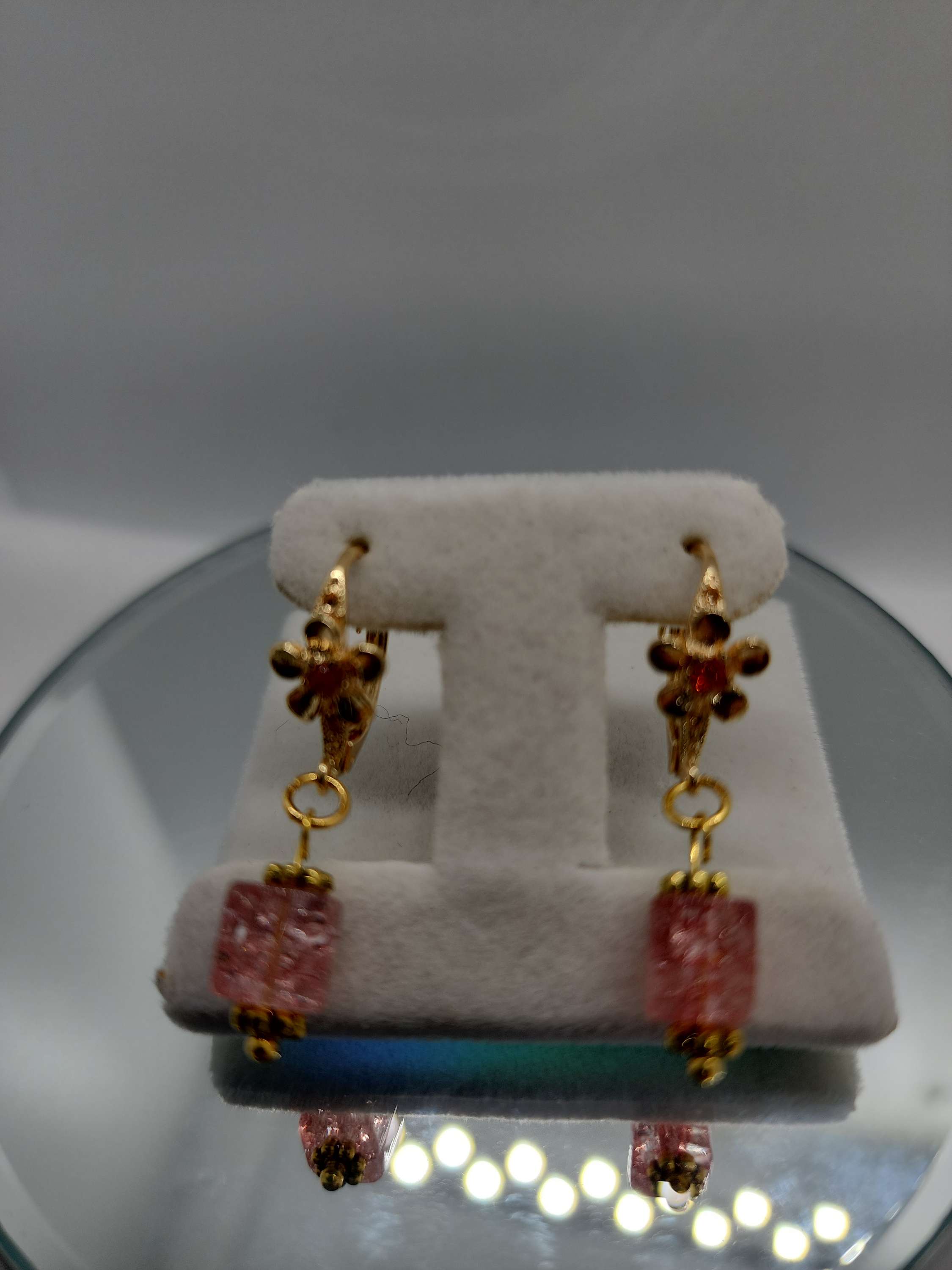 Handmade goldplated errings crystal with cubic zirconia .One of the kind image 1