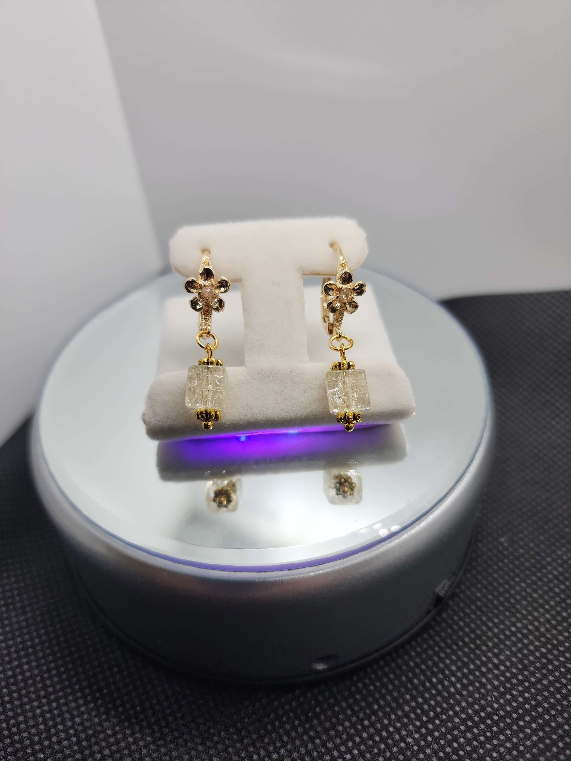 Handmade goldplated errings crystal with cubic zirconia .One of the kind image 0