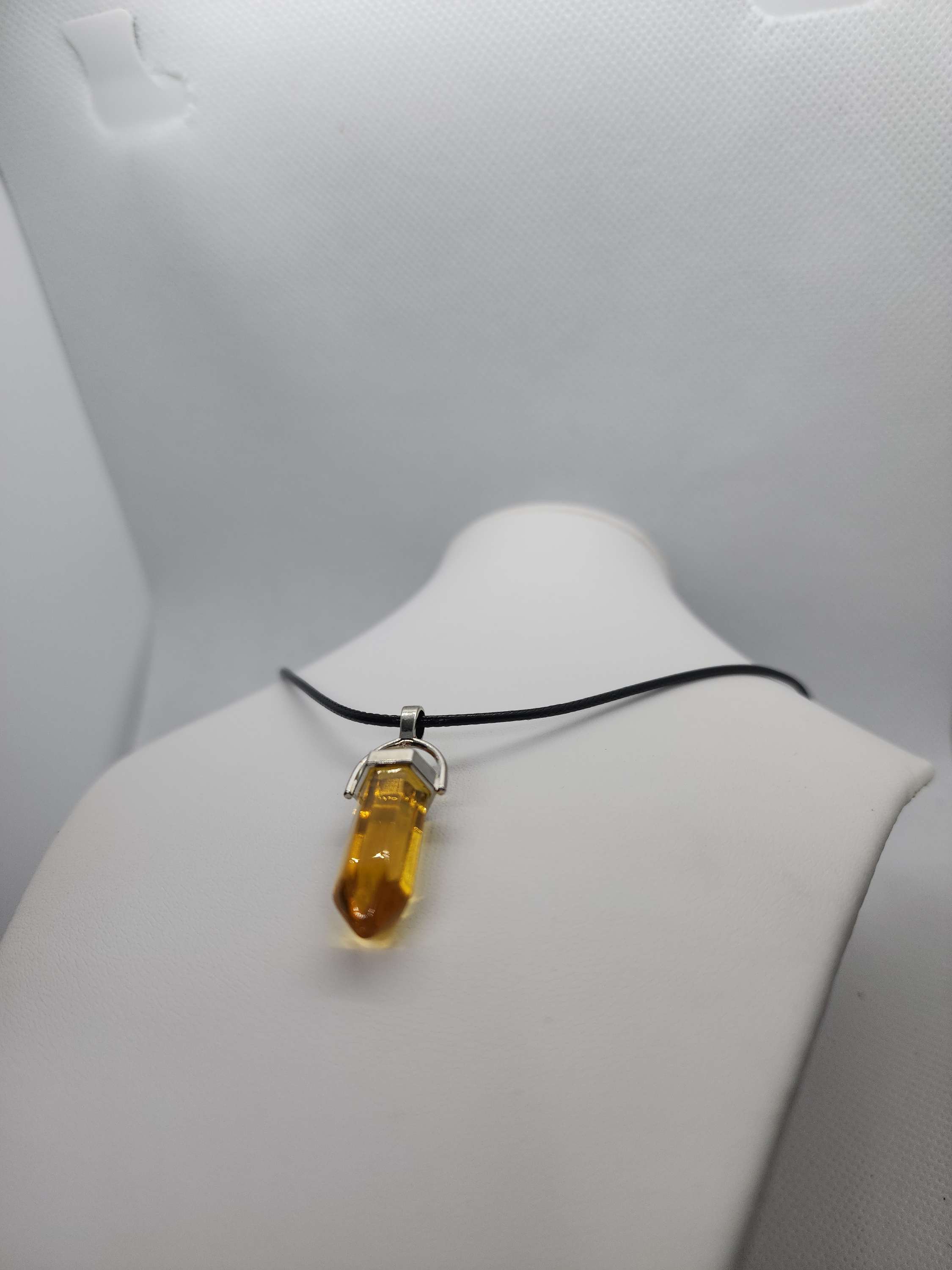 Hexagonal Qartz necklace on rope handmade on of the kind image 1