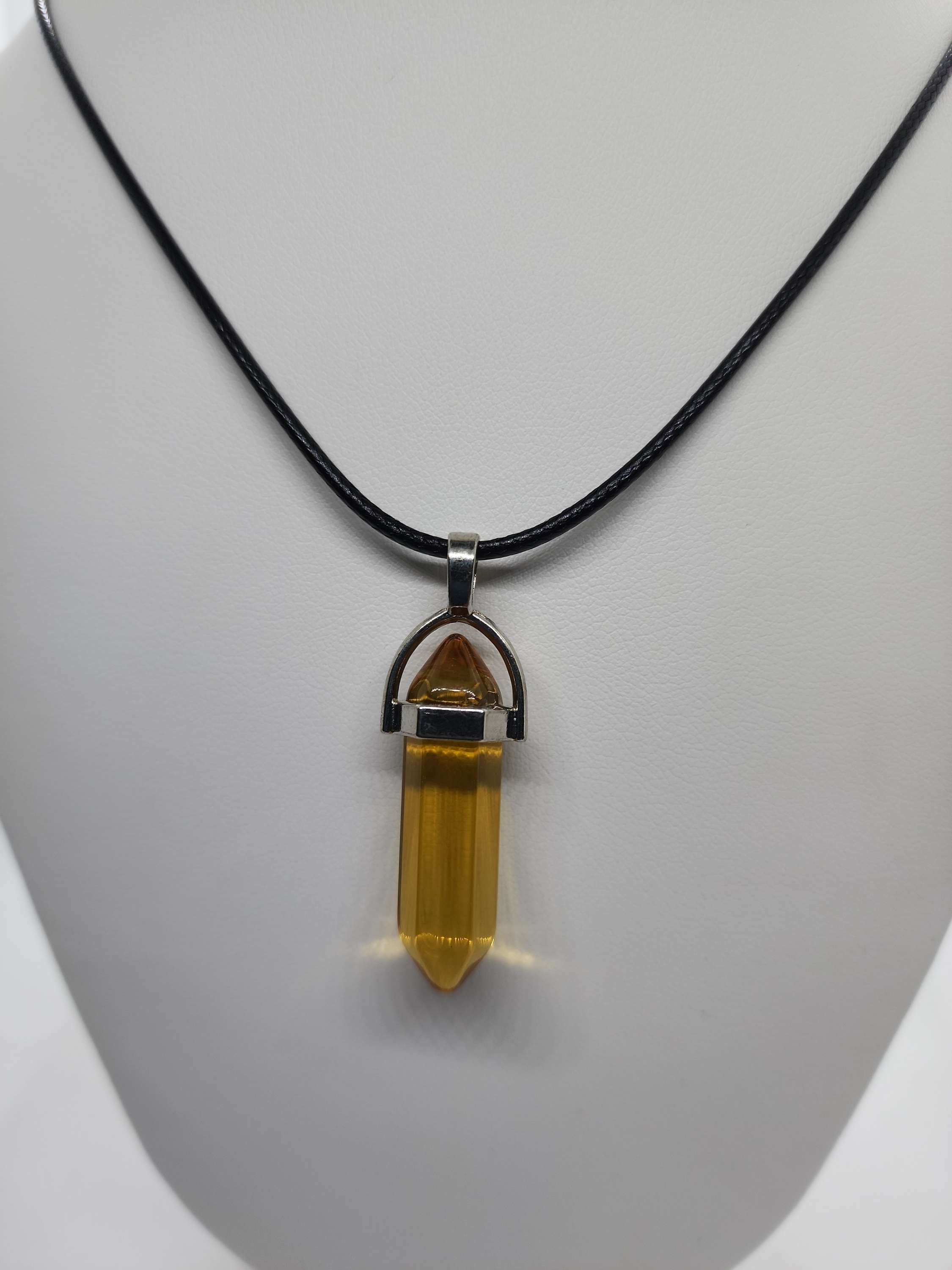 Hexagonal Qartz necklace on rope handmade on of the kind image 0