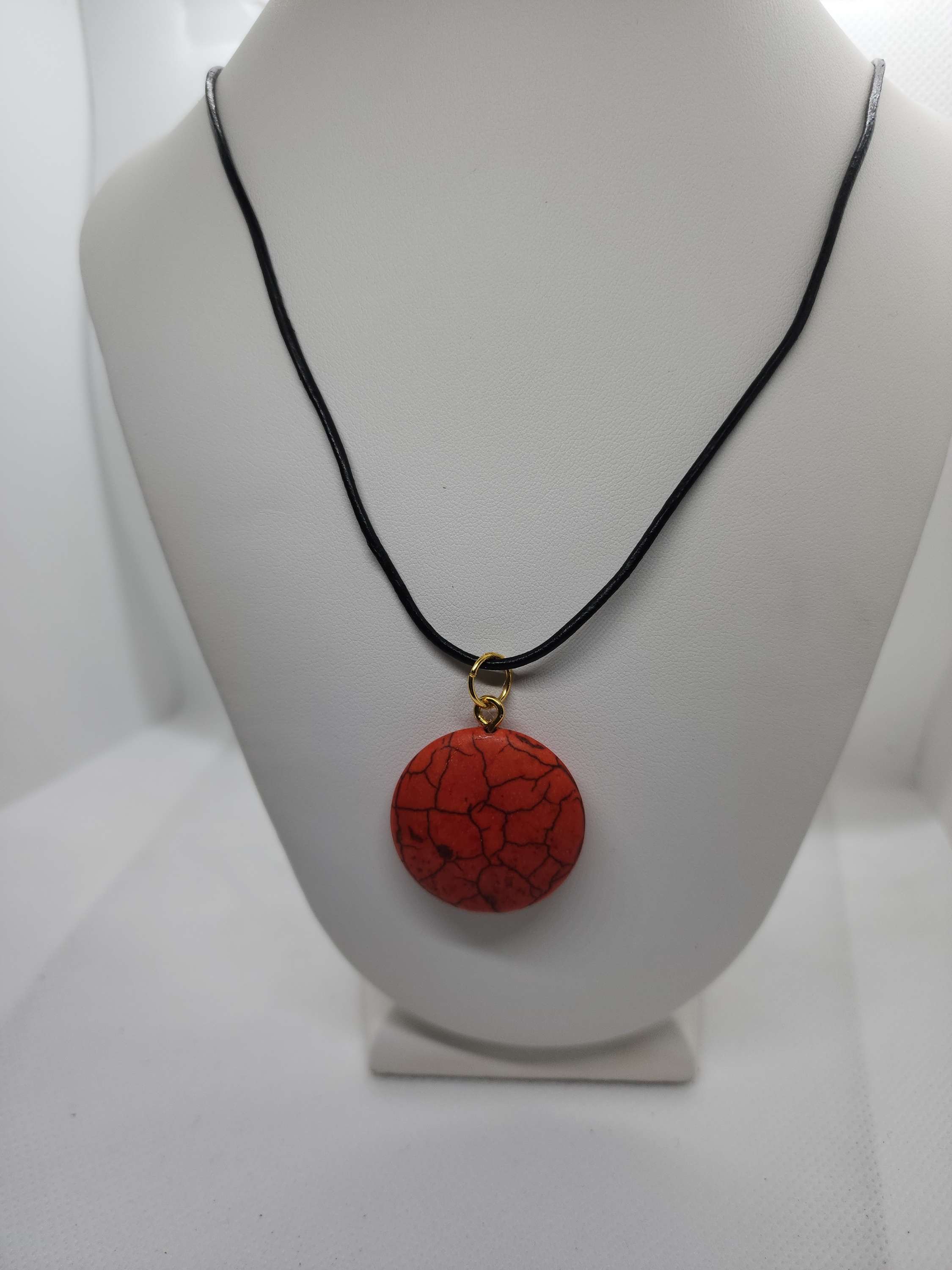 Natural  stone necklace on black leather rope  image 0