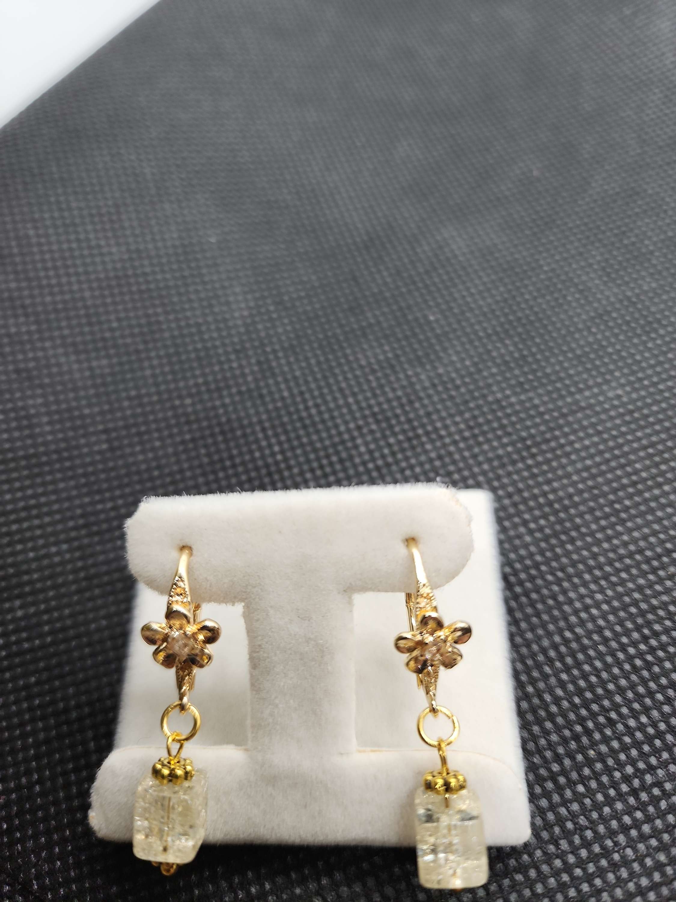 Handmade goldplated errings crystal with cubic zirconia .One of the kind image 1