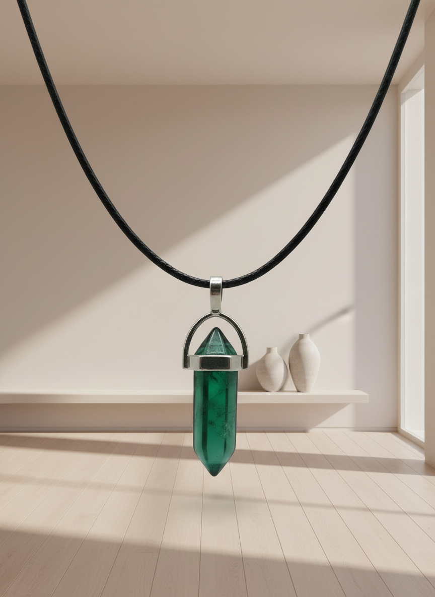 Hexagonal Quartz necklace on rope